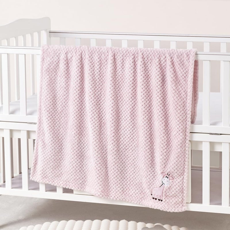 CREVENT 2Pcs 30''X40'' Cute Cozy Fluffy Warm Baby Blankets for Infants Toddlers' Bedding Crib Cot Stroller - Grey Cloud + Giraffe - Image 3