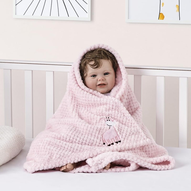CREVENT 2Pcs 30''X40'' Cute Cozy Fluffy Warm Baby Blankets for Infants Toddlers' Bedding Crib Cot Stroller - Grey Cloud + Giraffe - Image 5