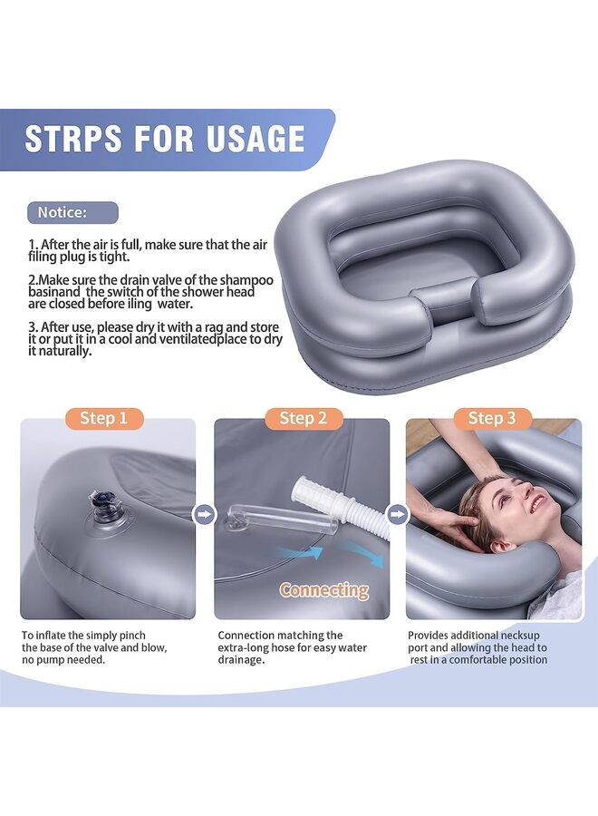 Inflatable Shampoo Basin - Portable Hair Washing Bowl/Tub for Bedridden, Disabled, Injured, Dreadlocks and at Home Sink Washing - Image 2