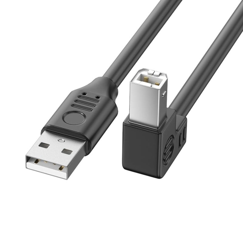 USB 2.0 Printer Cable TypeA Male to TypeB Scanner Cord High Speed 480Mbps 90Degree Elbow for Offices and Home Use - Image 1