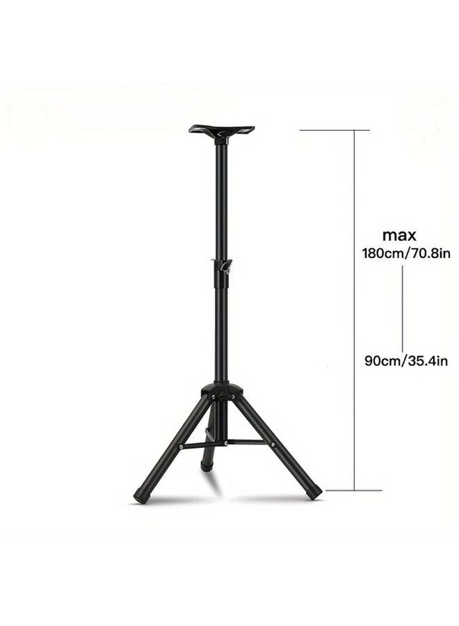 Heavy Duty Adjustable Floor Speaker Stand Portable Folding Tripod With Anti Slip Rubber Feet Black - Image 1