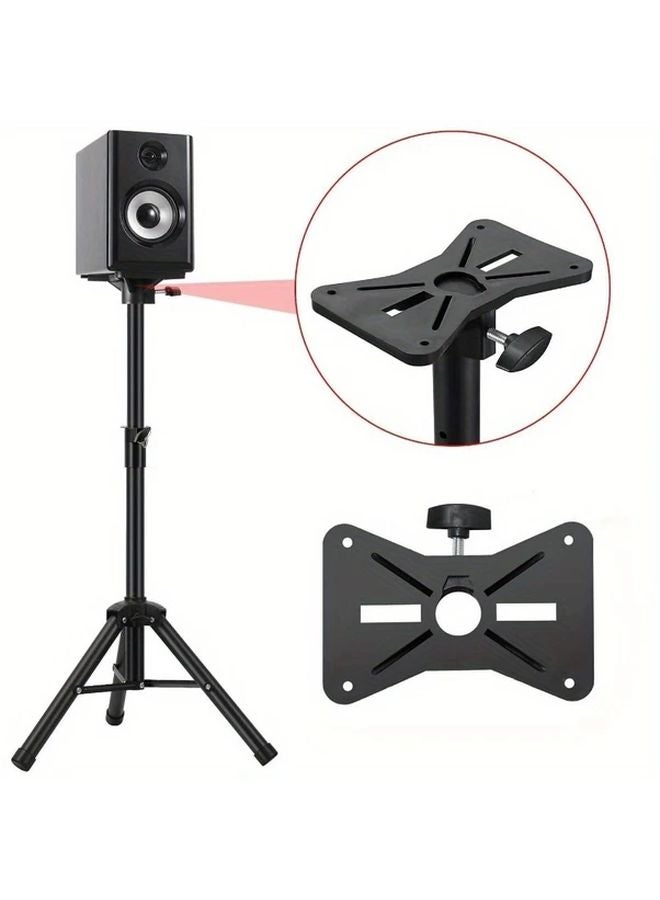 Heavy Duty Adjustable Floor Speaker Stand Portable Folding Tripod With Anti Slip Rubber Feet Black - Image 5