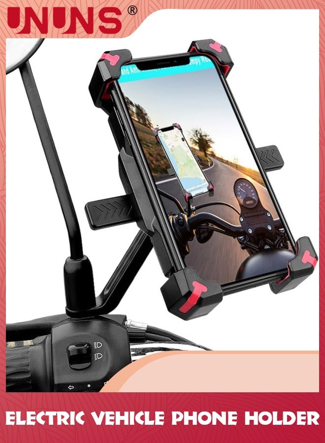 UNUNS Motorcycle Phone Holder,Motorbike Rear View Mirror Phone Mount,Adjustable Bike Phone Mount Holder For 4.5-6.8 inch Cell Phone,Quick Install,Universal Moped Scooter E-Bike Bicycle Phone Stand - Image 1