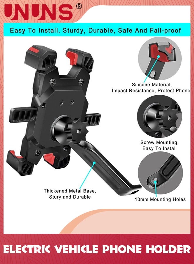 UNUNS Motorcycle Phone Holder,Motorbike Rear View Mirror Phone Mount,Adjustable Bike Phone Mount Holder For 4.5-6.8 inch Cell Phone,Quick Install,Universal Moped Scooter E-Bike Bicycle Phone Stand - Image 3