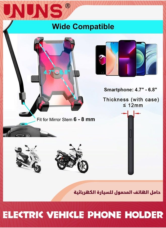 UNUNS - Motorcycle Phone Holder,Motorbike Rear View Mirror Phone Mount,Adjustable Bike Phone Mount Holder For 4.5-6.8 inch Cell Phone,Quick Install,Universal Moped Scooter E-Bike Bicycle Phone Stand - Image 1
