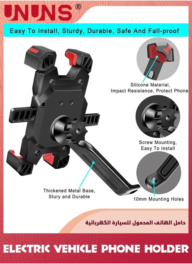 UNUNS - Motorcycle Phone Holder,Motorbike Rear View Mirror Phone Mount,Adjustable Bike Phone Mount Holder For 4.5-6.8 inch Cell Phone,Quick Install,Universal Moped Scooter E-Bike Bicycle Phone Stand - Image 1