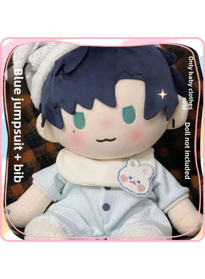 40cm Sitting Doll Coat Cute Climbing Clothes Pajamas Suitable For Replacement Cotton Doll Clothes Jumpsuit-Specifications:Suitable For Sitting 40cm Cotton Doll (no Doll)-Color:Sleepy Rabbit Three-piece Set (shirt + Overalls + Shoes And Socks) [no Hat]