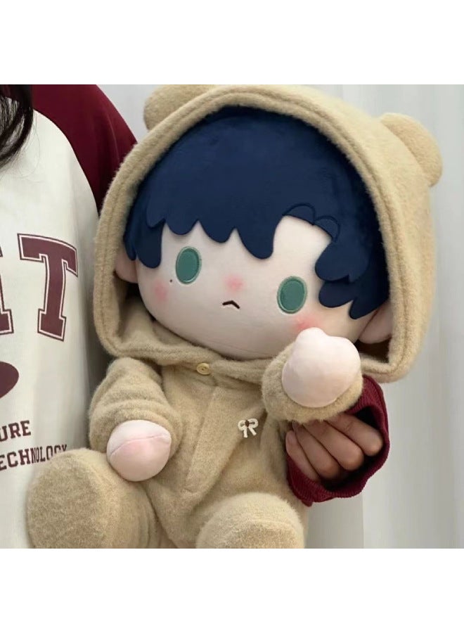 40cm Sitting Doll Coat Cute Climbing Clothes Pajamas Suitable For Replacement Cotton Doll Clothes Jumpsuit-Specifications:Suitable For Sitting 40cm Cotton Doll (no Doll)-Color:Sleepy Rabbit Three-piece Set (shirt + Overalls + Shoes And Socks) [no Hat]