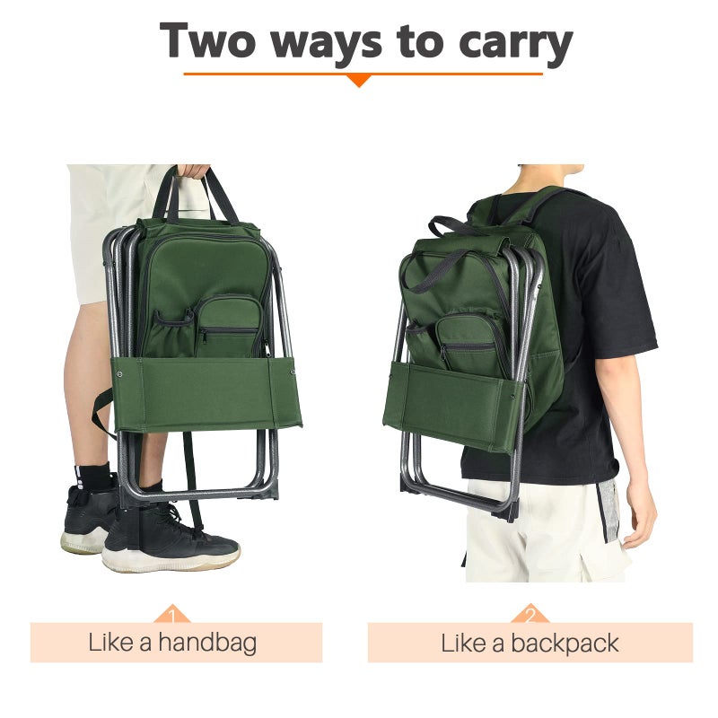 Portal Backpack Cooler Chair Fishing Chairs with Backrest Folding Camping Stool Compact for Outdoors Hiking Hunting Travel, Supports 225 lbs Capacity - Image 3