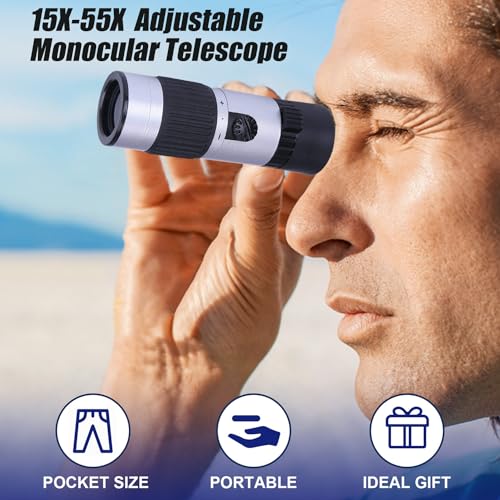 Rongon Pocket Monocular Telescope 15-55X21 Compact Binoculars Monocular for Adults High Powered for Stargazing Hunting Wildlife Bird Watching Travel Camping Hiking Dad Gifts - Image 2