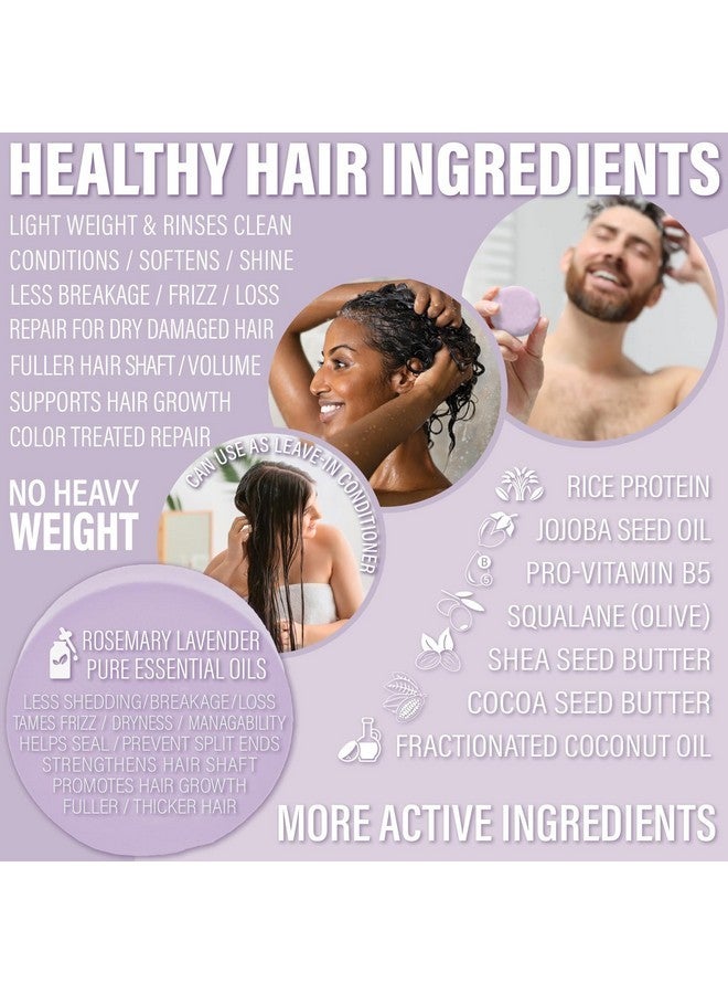 Luxiny Hair Shampoo and Conditioner Set - Sulfate Free Lavender Bars, Made in USA (1 Shampoo Bar 60g, 1 Deep Conditioner Bar 50g) - Image 4