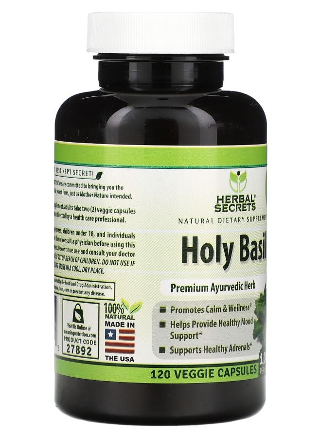 Herbal Secrets Holy Basil 120 Veggie Capsules (500 mg per Capsule) - Image 2