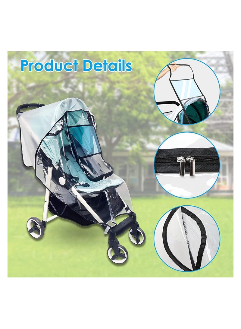Universal Rain Cover for Pushchair Stroller Buggy Pram Transparent Pushchair Rain Cover with Zip Rain Cover for Pram Baby Travel Weather Shield Fit Most Strollers - Image 2