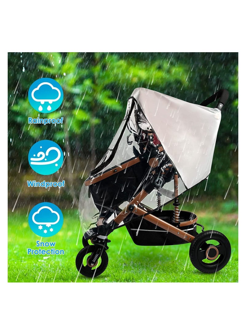 Universal Rain Cover for Pushchair Stroller Buggy Pram Transparent Pushchair Rain Cover with Zip Rain Cover for Pram Baby Travel Weather Shield Fit Most Strollers - Image 5