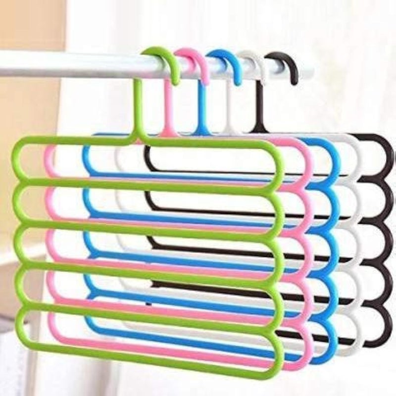Improvhome 5 Layer Pants Clothes Hanger Wardrobe Storage Organizer Rack (5 Pcs Set), 32L x 1B x 33H cm - Image 2