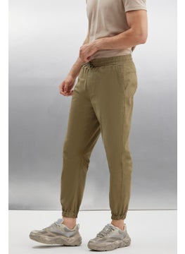 GRIMELANGE Jakob Men's Woven Washed 4 Pocket Thick Textured Elastic Leg Khaki Trousers  - Image 5