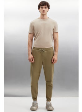 GRIMELANGE Jakob Men's Woven Washed 4 Pocket Thick Textured Elastic Leg Khaki Trousers  - Image 2