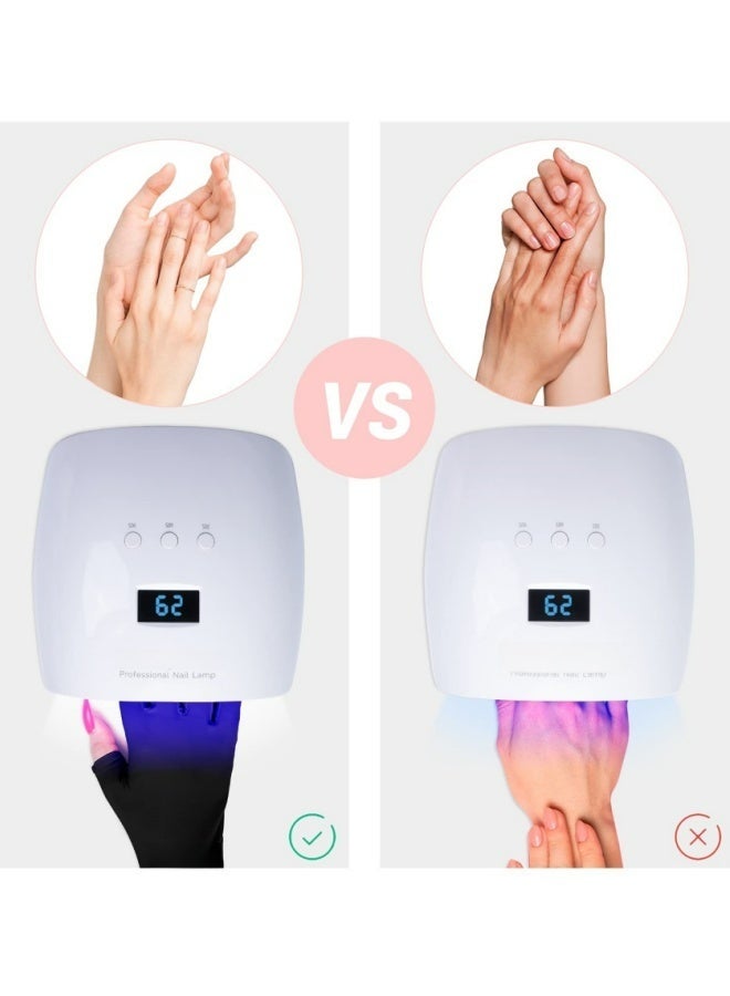 قفازات UV لمصباح الأظافر الجل قفازات حماية من الأشعة فوق البنفسجية UPF50+ احترافية للعناية بالأظافر قفازات بدون أصابع للعناية بالبشرة للنساء والرجال تحمي اليدين من أشعة الشمس وأضرار مجفف الأظافر أسود - Image 5