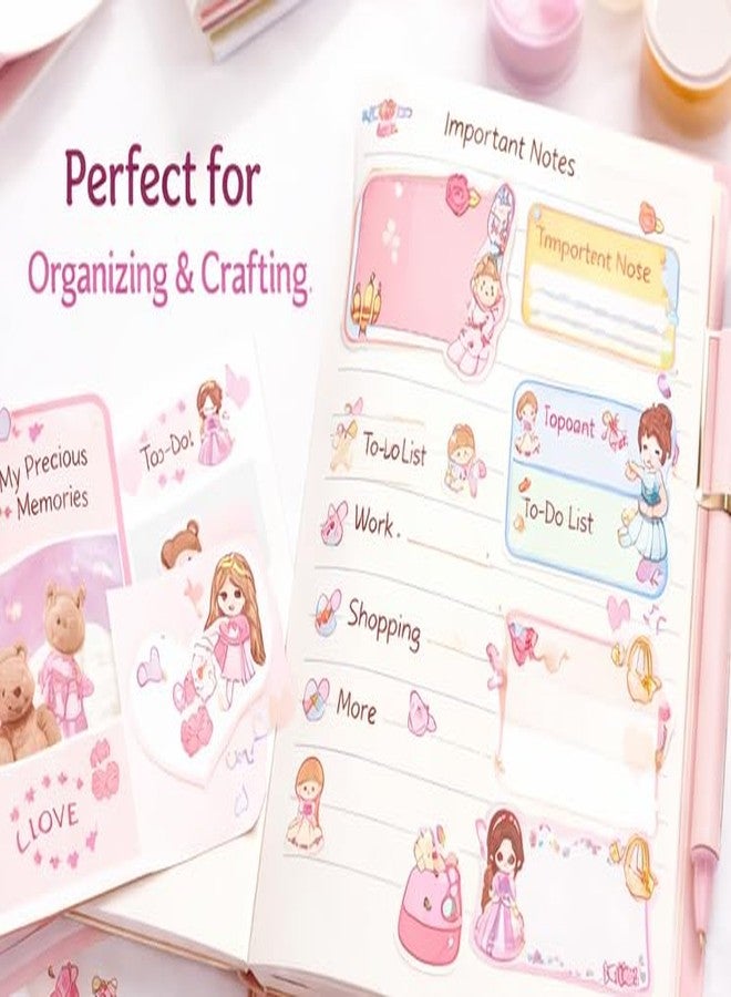 SAMVARDHAN Cute Cartoon Theme Name Label Sticker Roll (Pack of 2) – 600 PCS Self Adhesive Kawaii School Labels | School Notebooks,Name Tags for Books (Girl) - Image 4