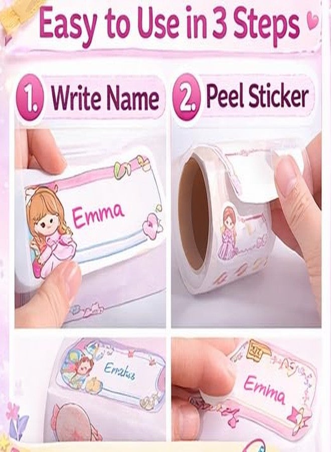 SAMVARDHAN Cute Cartoon Theme Name Label Sticker Roll (Pack of 2) – 600 PCS Self Adhesive Kawaii School Labels | School Notebooks,Name Tags for Books (Girl) - Image 5