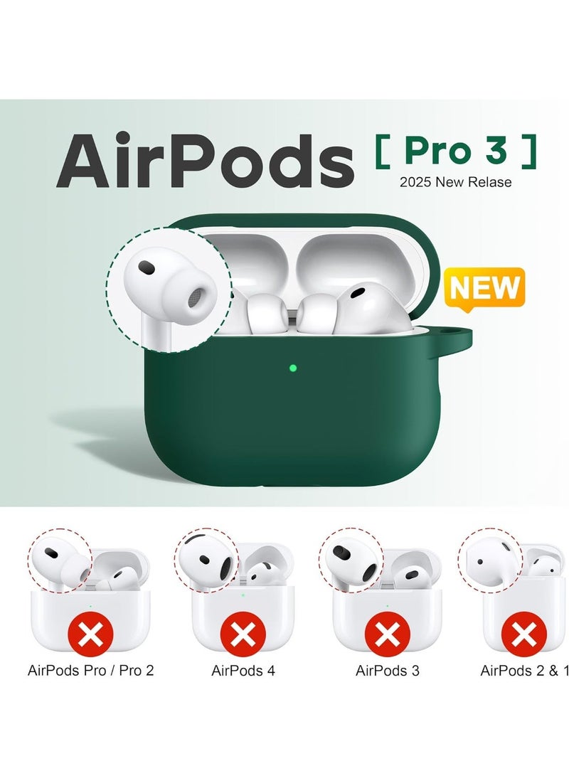 ACLIX Case for AirPods Pro 3 (2025), Soft Silicone Protective Case Cover Compatible with Apple AirPods Pro 3rd Generation (USB-C Cable), (Dark Green) - Image 2