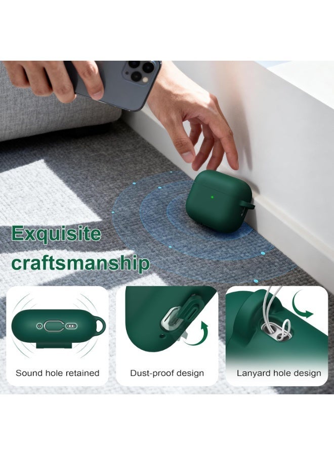 ACLIX Case for AirPods Pro 3 (2025), Soft Silicone Protective Case Cover Compatible with Apple AirPods Pro 3rd Generation (USB-C Cable), (Dark Green) - Image 4