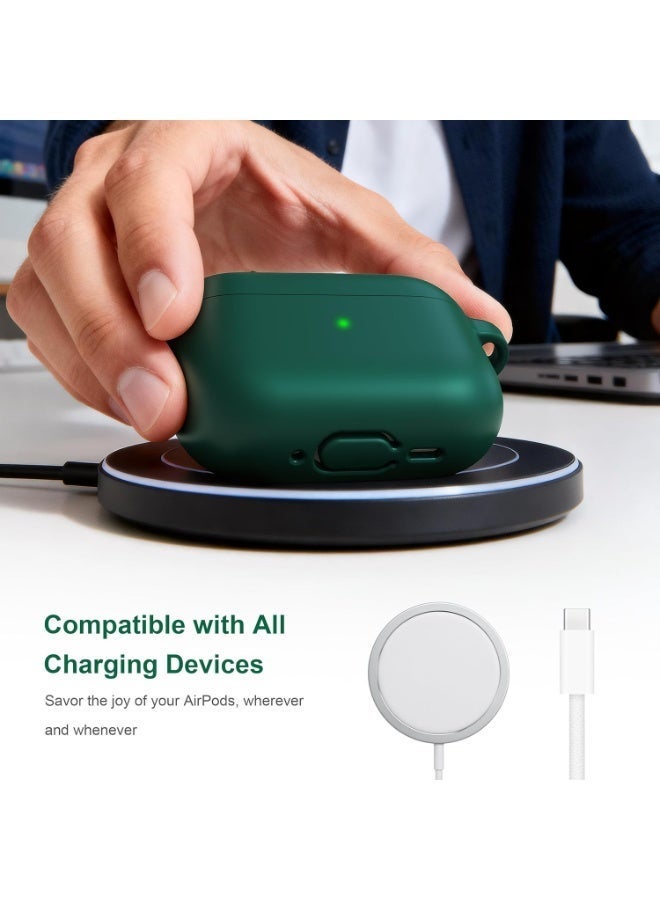 أكاليكس حافظة لسماعات AirPods Pro 3 (2025)، غطاء حماية من السيليكون الناعم متوافق مع سماعات Apple AirPods Pro الجيل الثالث (كابل USB-C)، (أخضر داكن) - Image 2