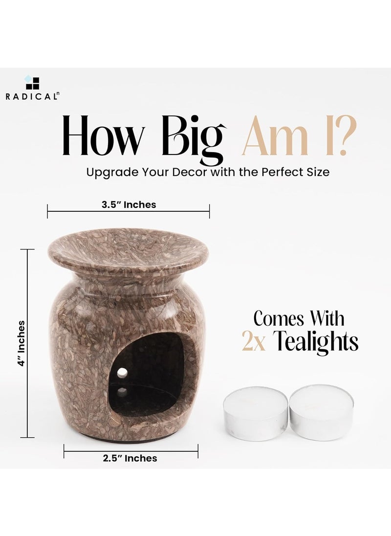 RADICALn Radicaln Marble Oil Burner 4'' Inches Oceanic Handmade Aromatherapy Burner Ideal Marble Oil Warmer, Oil Burner with Tealight Holder  - Image 5