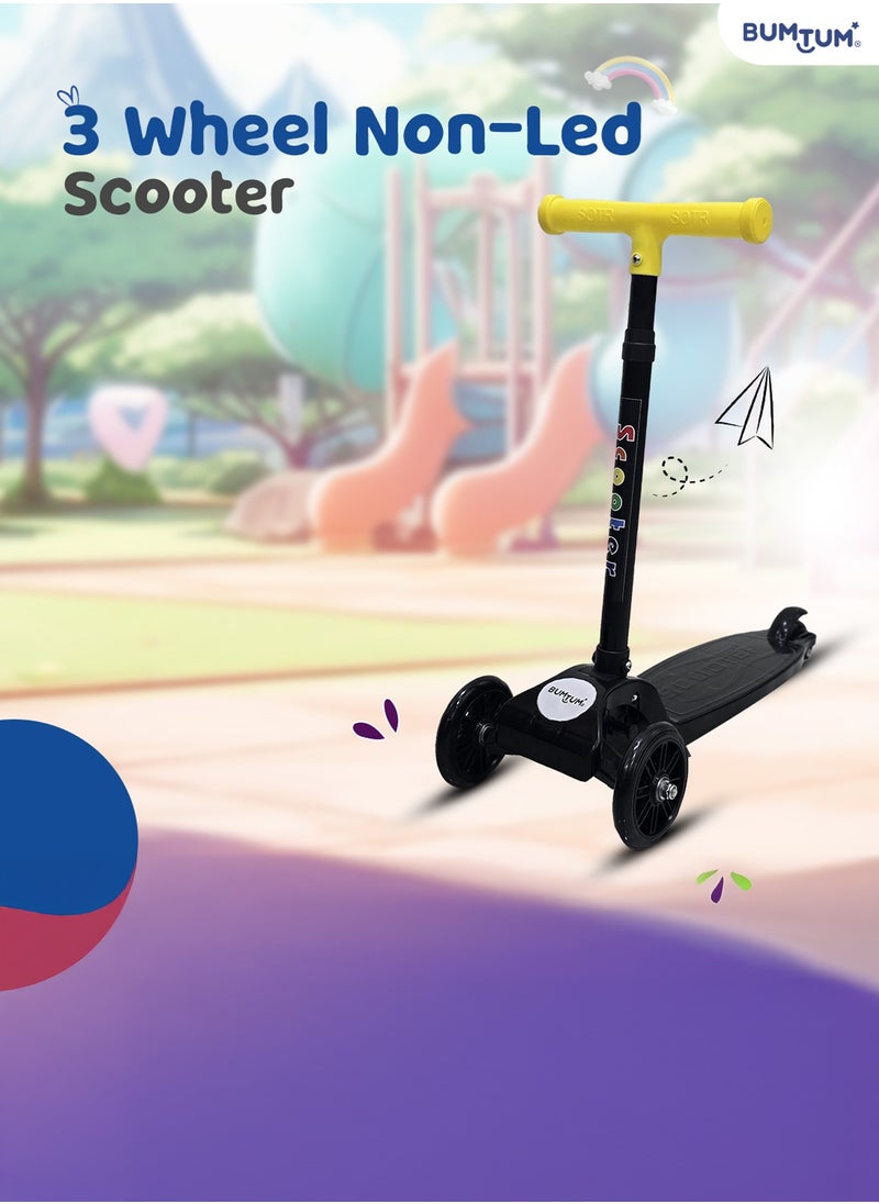Bumtum - BUMTUM Smart Kick Scooter for Kids 30 inch | 3 Adjustable Height Scooter, Foldable & Attractive PVC Wheels with Rare Brakes for Boys & Girls Age 5 Years (Black) - Image 1