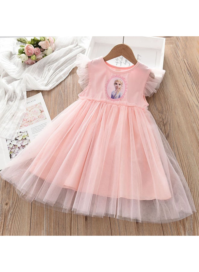 Girls' Summer Dress Princess Dress Summer Korean Style New Children's Wear Women's Treasure Children's Cute Western Style Short Sleeve Dress