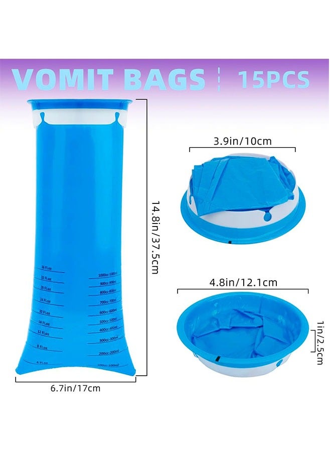 15 Pack Vomit Bags Disposable, 1000ML Emesis Bags Disposable Portable Throw,for Morning Sickness, Kids, Pregnant Woman, Car Motion Sickness, Leakproof and Puncture-Proof - Image 4