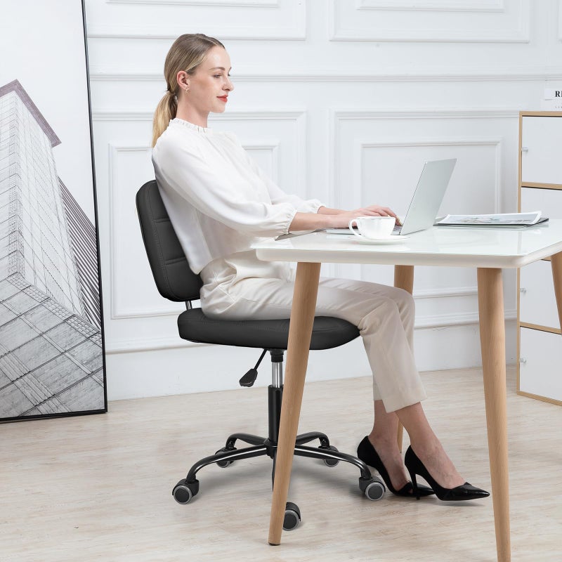 ERGOSEAT Armless Home Office Desk Chair with Wheels, Modern Ergonomic Drafting Rolling Chair with 360Â° Swivel Wheels,Height Adjustable Computer Task Chairs for Small Space, Black - Image 5
