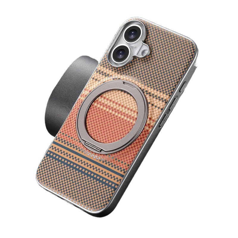 MagSafe iPhone 13 Pro Leather Case Texture for iPhone 13 with Kickstand and Anti Slip Grip and Anti Fingerprint in Brown - Image 1