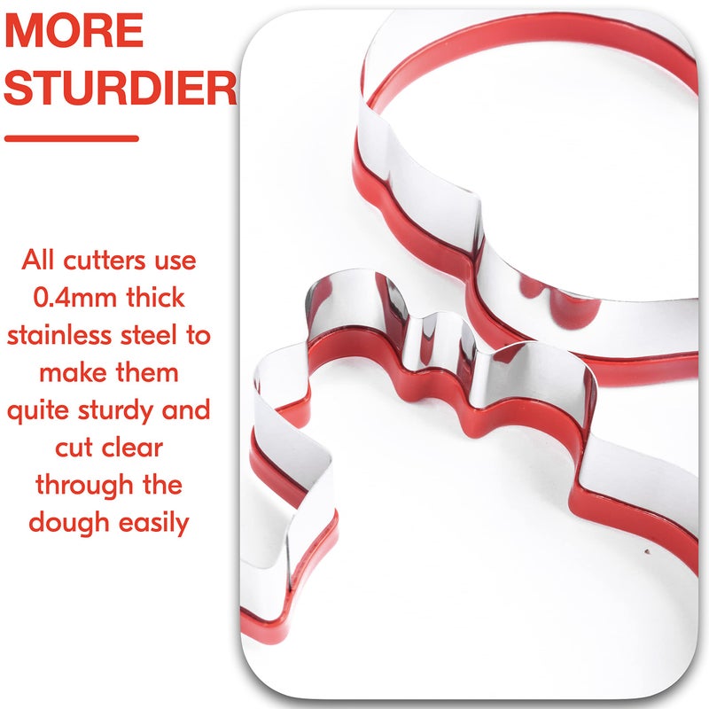 COOKIEQUE COOKIEQUE 4 Pieces Christmas Cookie Cutters Set with Santa Face  Reindeer Face  Snowman Face  Mrs. Claus Cookie Cutters for Baking Christmas Unique Design with Protective Red Top PVC  - Image 5