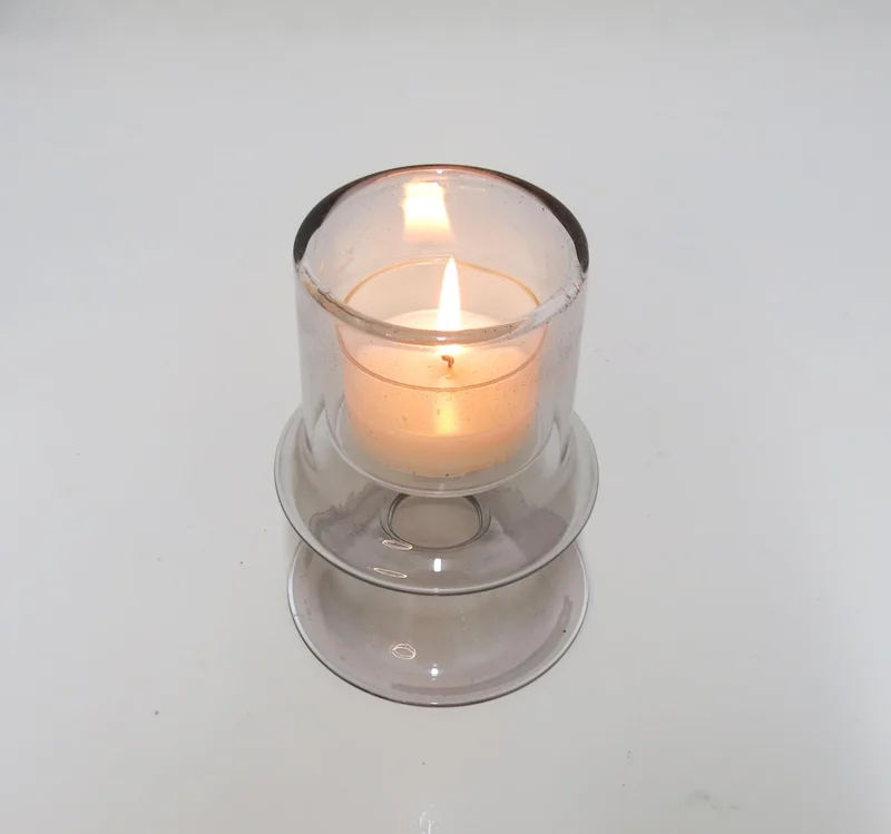 ميسي Standing Black Glass Candle Holder and Tealight Set