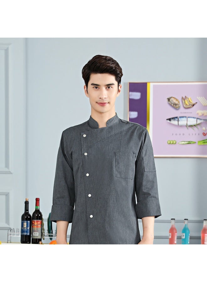 NIBEMINENT High-End Hotel Chef Overalls Autumn and Winter Restaurant Baking Chef Thickened Work Wear Men's  Anti-Static Kitchen  - Image 1