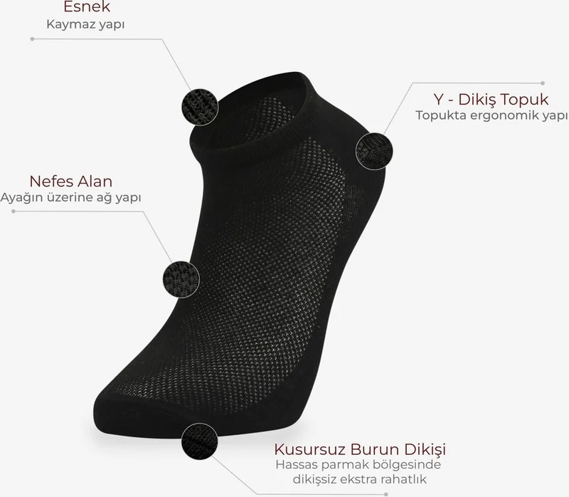Mısırlı Çorap ÇorapDiyarı Kıraç Mısırlı 1979 Cotton Men's Sports Short Booties Socks 12 Pairs