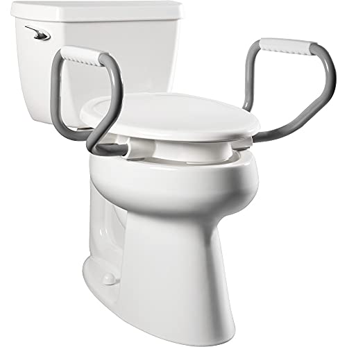 Bemis Assurance 3" Raised Toilet Seat with Handles, Made in USA, Secure Hinges, Clean Shield Guard, Elongated, White - Image 1