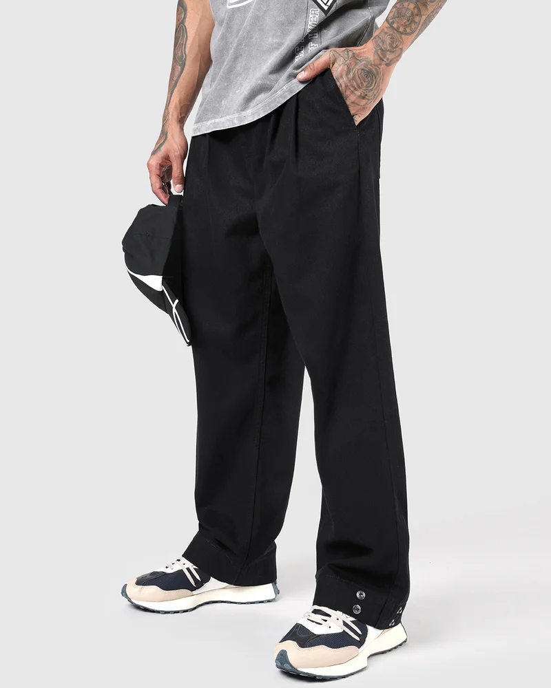 بيواكوف Men's Rinse Black Baggy Fit Japanese Jeans