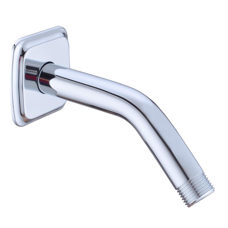 TRUSTMI Shower Arm, 6-Inch Stainless Steel Angled Pipe with Flange for Shower Head, Shower Arm Extension Replacement, Chrome - Image 1