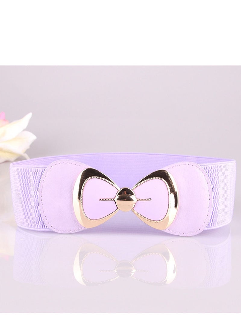 Loquat Fashion Versatile Women's Bow Elastic Belt 70cm Purple 