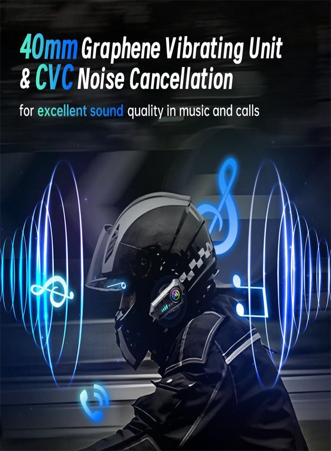 Excefore EXCEFORE, Motorcycle Helmet Headset, V5.3 Bluetooth Speakers with Music Sharing, Noise Cancellation Helmet Headphone with Strong Bass，IPX6 Waterproof Headphone - Image 5