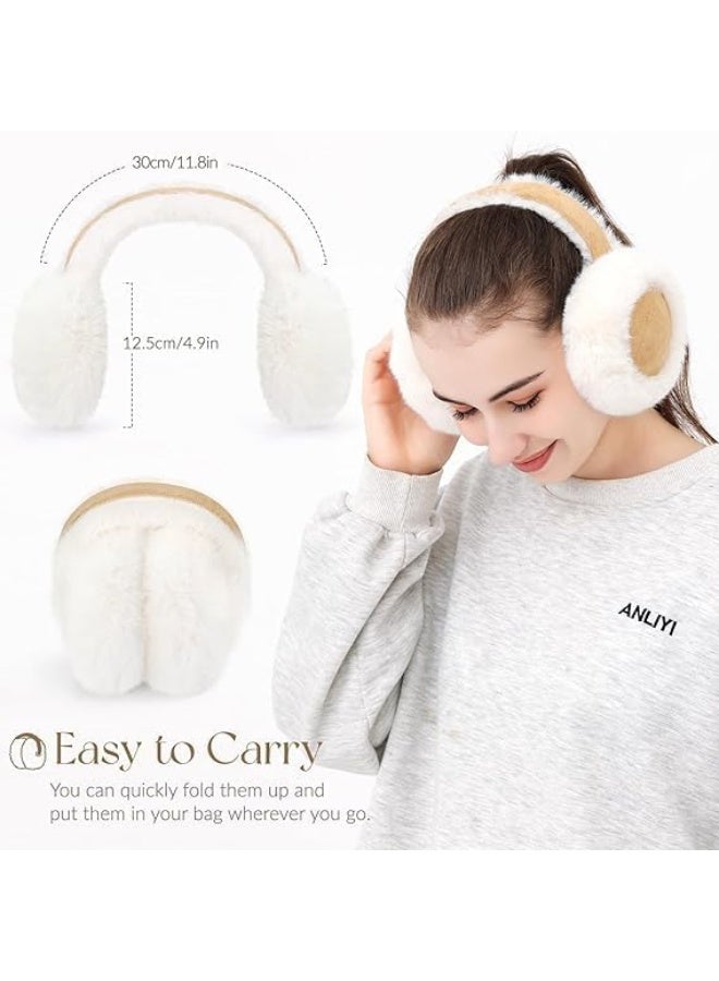 Ear Muffs for Winter Women, Faux Fur Warm Earmuffs, Foldable Cute Fuzzy Ear Warmers for Girls, Winter Ear Muffs Women Girl - Image 2