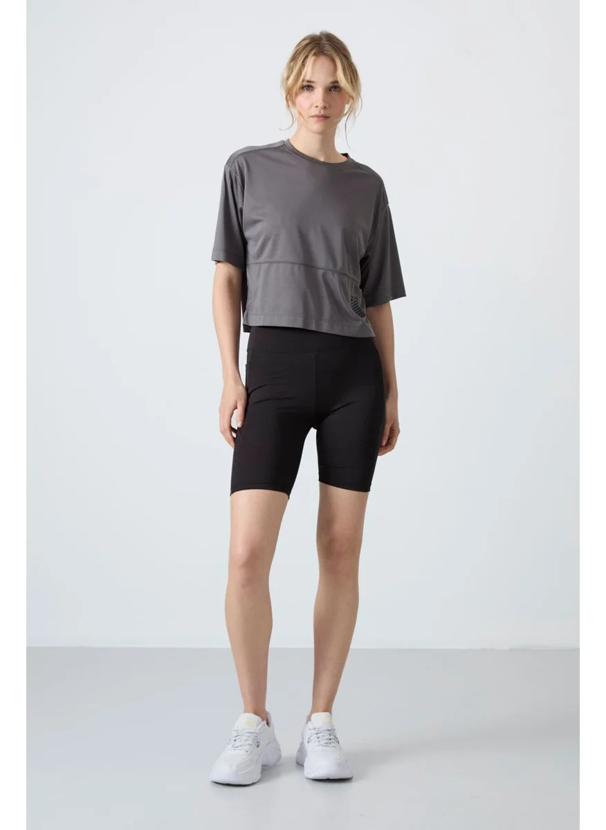 Tommy Life Black Polyester Flexible Standard Fit Performance Women's Biker Tights - 91012