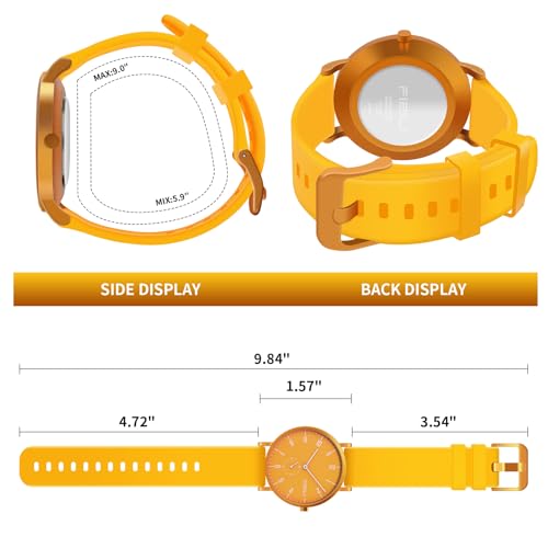 FIZILI Men's Watch Ultra-Thin Minimalist Waterproof-Fashion Watch for Men or Women with Silicone Band Wrist Watches 1100 Yellow - Image 2