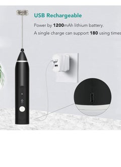 ELTRAZONE Handheld  3 In 1; Electric Foam Maker, Egg Beater, Drink Mixer. USB Rechargeable, Mini Blender For Coffee Latte Cappuccino Hot Chocolate, Black  - Image 3