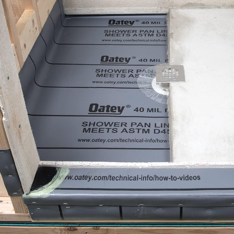 Oatey 41620 5' x 6' PVC Shower Pan Liner Kit with Dam Corners, 40 mil, Gray - Image 5