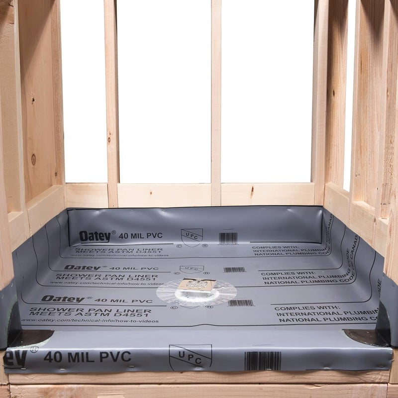 Oatey 41620 5' x 6' PVC Shower Pan Liner Kit with Dam Corners, 40 mil, Gray - Image 4