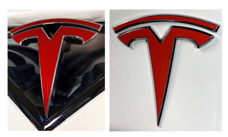 Custom Cut Graphics Logo Decal Wrap for Tesla Model X, 4 pc-Set (Gloss Red) - Image 1