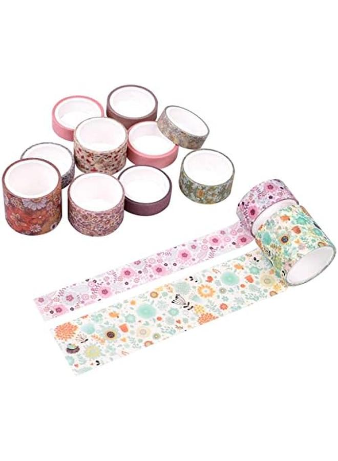 Generic 12 Rolls Floral Washi Masking Tapes Set Japanese Decorative Flowers Washi Masking Tape For Diy Crafts Arts Scrapbooking Bullet Journal Planners Gift  - Image 3